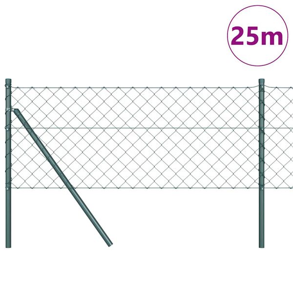 vidaXL Fence Post Green 0.8 x 25 m (60 x 60 mm mesh) Steel