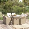 vidaXL 9 Piece Garden Dining Set with Cushions Poly Rattan Beige