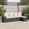vidaXL 5 Piece Garden Sofa Set with Cushions Black Poly Rattan