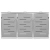 vidaXL Triple Wheelie Bin Shed 207x77.5x112.5 cm Stainless Steel