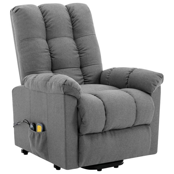 vidaXL Stand up Massage Chair Light Grey Fabric