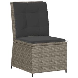 vidaXL Garden Sofa with Cushion Grey Poly Rattan