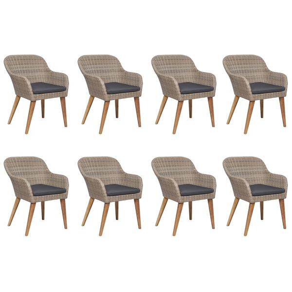 vidaXL 9 Piece Garden Dining Set Poly Rattan Brown