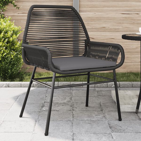 vidaXL Garden Chairs 2 pcs with Cushions Black Poly Rattan