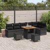 vidaXL Garden Sofa Set with Cushion 9 pcs Black Poly Rattan