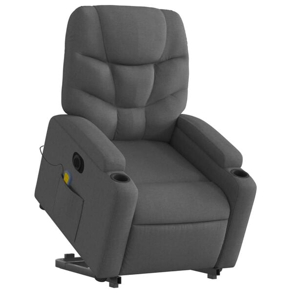 vidaXL Electric Stand up Massage Recliner Chair Dark Grey Fabric