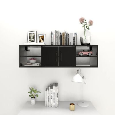 vidaXL Wall Shelf Black 102x30x29 cm Engineered Wood