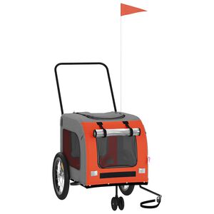 vidaXL Pet Bike Trailer Orange and Grey Oxford Fabric and Iron