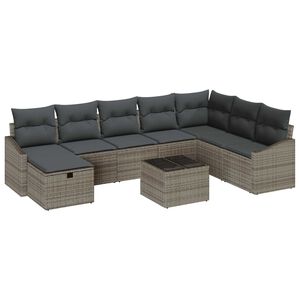 vidaXL Sofa Set with Cushion 8 pcs Poly Rattan