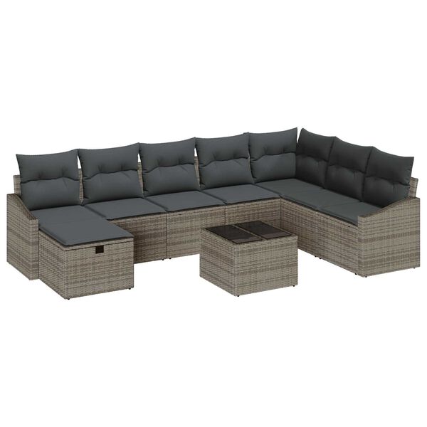 vidaXL Sofa Set with Cushion 8 pcs Poly Rattan