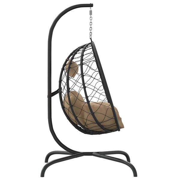 vidaXL Hanging Egg Chair with Cushion Taupe Poly Rattan&Steel