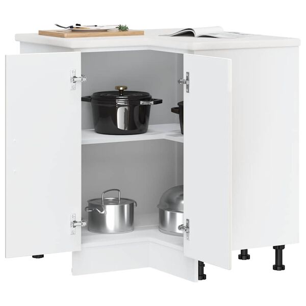 vidaXL Kitchen Corner Base Cabinet&nbsp;Porto High Gloss White Engineered Wood