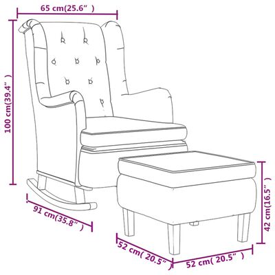 vidaXL Armchair with Rocking Legs and Stool Dark Grey Fabric