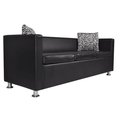 vidaXL Sofa Set Artificial Leather 3-Seater and 2-Seater Black