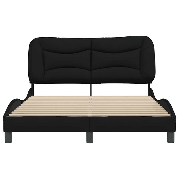 vidaXL Bed Frame without Mattress "Hvar" Black 137x190 cm Double Fabric