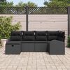 vidaXL Sofa Set with Cushion with Storage Manual Black Poly Rattan