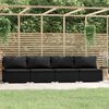 vidaXL 4-Seater Sofa with Cushions Black Poly Rattan