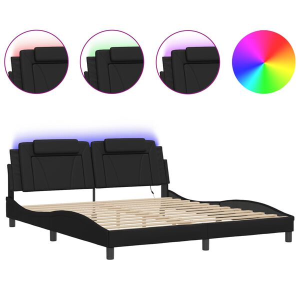 vidaXL Bed Frame "Viana" with LED without Mattress Black 180x200 cm