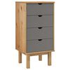 vidaXL Drawer Cabinet OTTA Brown&Grey 45x39x90cm Solid Wood Pine