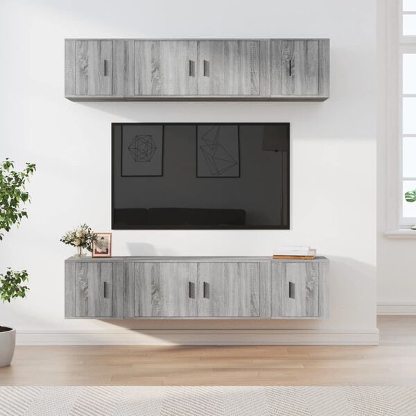 vidaXL 6 Piece TV Cabinet Set Grey Sonoma Engineered Wood