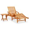 vidaXL Garden Sun Lounger with Table and Cushion Solid Wood Acacia