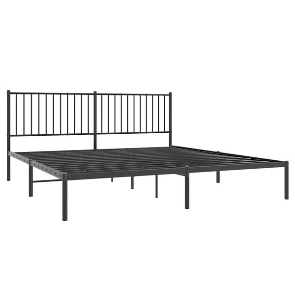 vidaXL Metal Bed Frame without Mattress with Headboard Black 180x200cm