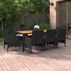 vidaXL 9 Piece Garden Dining Set Poly Rattan Black