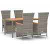 vidaXL 5 Piece Garden Dining Set with Cushions Grey Poly Rattan