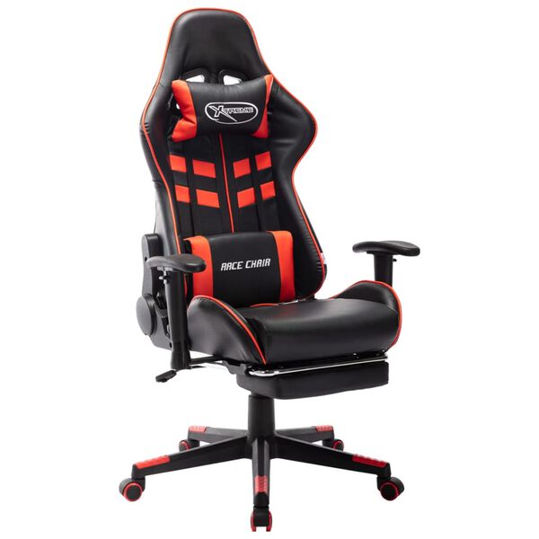 vidaXL Gaming Chair with Footrest Black and Red Artificial Leather