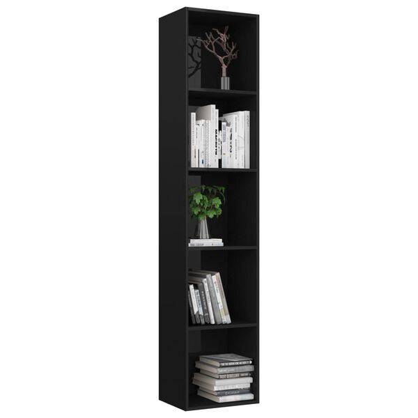 vidaXL Book Cabinet High Gloss Black 40x30x189 cm Engineered Wood