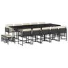 vidaXL 15 Piece Garden Dining Set with Cushions Black Poly Rattan