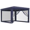 vidaXL Party Tent with 4 Mesh Sidewalls Blue 3x4 m HDPE