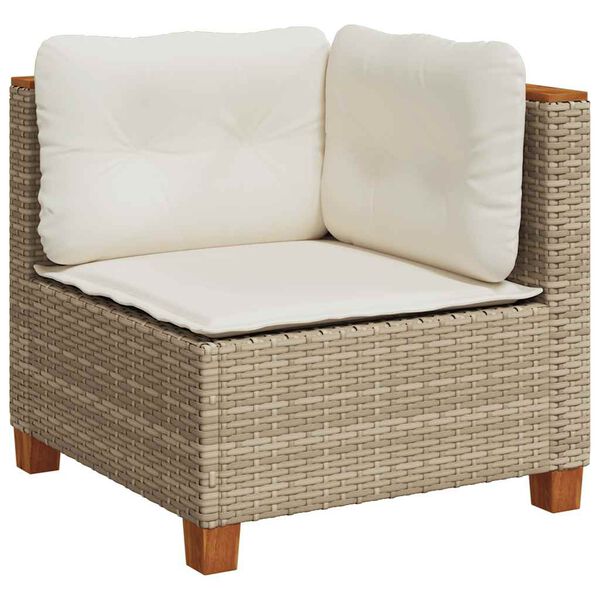 vidaXL 9 Piece Garden Sofa Set with Cushions Beige Poly Rattan