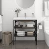 vidaXL Bathroom Washbasin Frame with Built-in Basin Black Iron