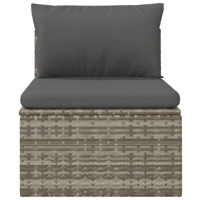 vidaXL Garden Middle Sofa with Cushion Grey 57x57x56 cm Poly Rattan