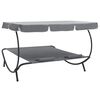 vidaXL Outdoor Lounge Bed with Canopy and Pillows Grey