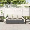 vidaXL Garden Sofa with Cushions 3-Seater Black Poly Rattan