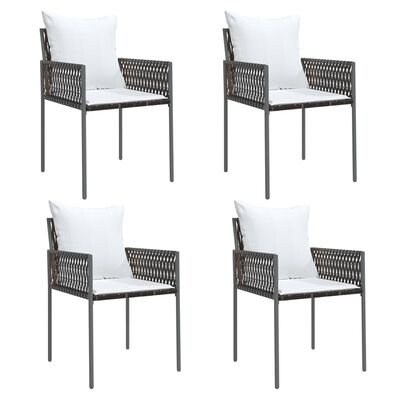 vidaXL Garden Chairs with Cushions 4 pcs Brown 54x61x83 cm Poly Rattan