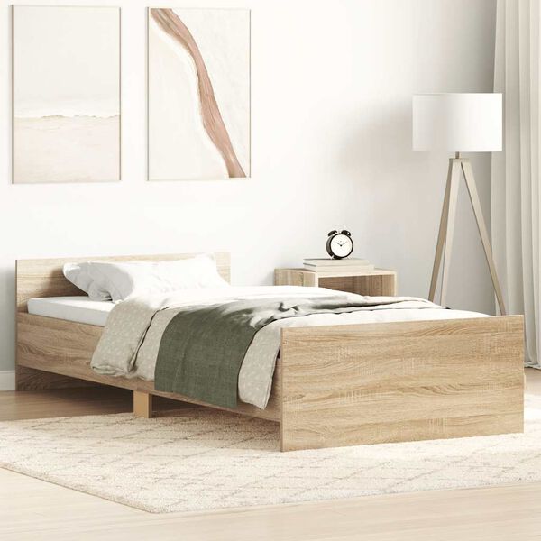 vidaXL Bed Frame without Mattress Sonoma Oak 90x190 cm Single Engineered Wood