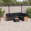 vidaXL 7 Piece Garden Sofa Set with Cushions Black Poly Rattan