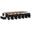 vidaXL 17 Piece Garden Dining Set with Cushions Black Poly Rattan