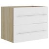 vidaXL 2 Piece Bathroom Furniture Set White and Sonoma Oak Engineered Wood