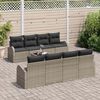 vidaXL Garden Sofa Set with Storage with Pillow 9 pcs Grey Poly Rattan