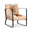 vidaXL Lounge Chair Cream Genuine Goatskin and Canvas