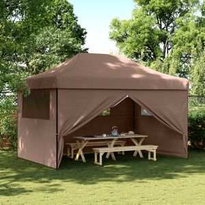 vidaXL Party Tent Brown with Black Frame Oxford Fabric