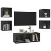 vidaXL 5 Piece TV Cabinet Set Grey Engineered Wood