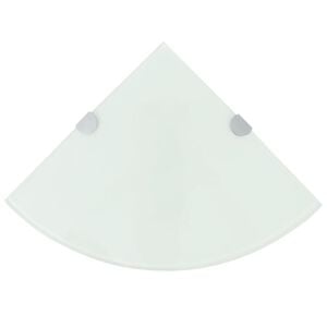 vidaXL Corner Shelf | White | Tempered Glass | 25 cm x 25 cm | Wall Mounting