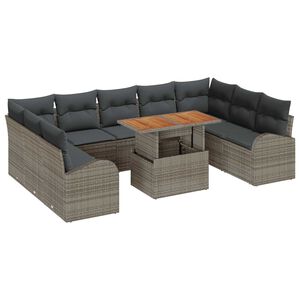 vidaXL Garden Sofa Set with Storage 10 pcs Grey Poly rattan