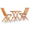 vidaXL 3 Piece Bistro Set with Beige Cushions Solid Teak Wood