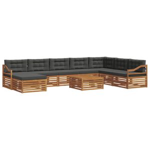 vidaXL Outdoor Sofa Set 9 pcs Natural and Anthracite Solid Acacia Wood